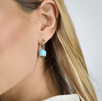 حلق تركواز بالكرستالات من براند LUCA BARRA