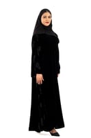 عباية سهى مخمل اسود بنقش ورد خفيف