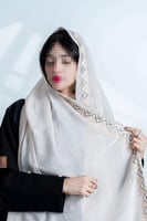 طرحة Z142لون ابيج بتطريز ذهبي مع فضي