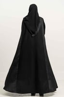 عباية كريب كوبرا كلوش بتدخيلات قماش جاكار