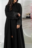 عباية كلوش بتطريز مع كرستال على اليد فقط