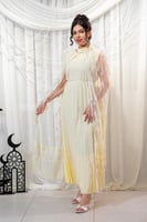 جلابية أنيقة باللون ليموني مكونة من قطعتين