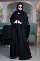 عباية بياقة مع قصة كم مائلة بقماش مقلم وناعم