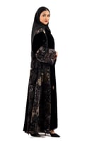 عباية غلا مخمل اسود مع شيفون مخمل