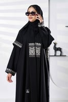 Bعباية برنسييسة اسود بتدخيلات تطريز عالكم والخلف