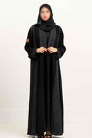 عباية كريب سراميك كوري كلوش بتدخيلات قماش جاكار