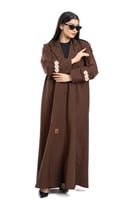 عباية سولين بليزر بني مزين بورد وفصوص لولو ع الأكم...