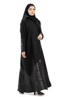 عباية همس بقماش جاكار اسود