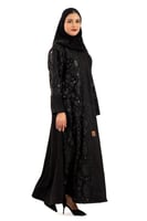 عباية أريج شتوية بدانتيل مطرز بالخيوط والترتر