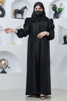 عباية بياقة وكم مزموم مع قماش راندي