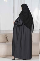 عباية كلاسيك بياقة مع تحديد قيطان من الامام والكم