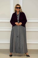 عباية شتوية مع تدخيلات مخمل عالأمام والأكمام