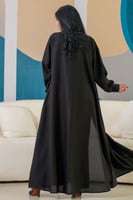 عباية سوداء ناعمة بجيوب