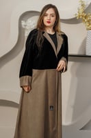 عباية شاموه رمادي مع مخمل أسود