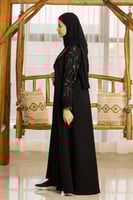 عباية بياقة واسعة مع تطريز السنبلة ع الياقة والاكم...