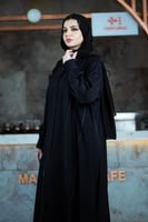 عباية اسود كلاسيك مع تدخيلات قيطان اسود