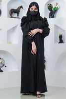 عباية بياقة وكم مزموم مع قماش راندي