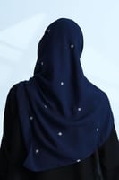 طرحة Z125 لون كحلي بتطريز فضي