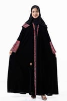 عباية شتوية بتدخيلات قماش الكشميري على اليدين والأ...