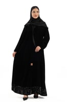 عباية لجين بتدخيلات تطريز لماع اسفل العباية