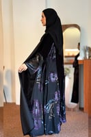 عباية غلا بقماش مخمل بنفسجي&بحري