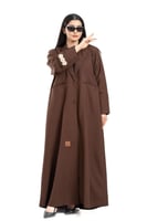 عباية سولين بليزر بني مزين بورد وفصوص لولو ع الأكم...