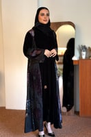 عباية غلا بقماش مخمل بنفسجي&بحري