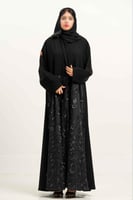 عباية كريب مع تدخيلات طبقة تل مطرز اسفل العباية