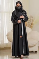 عباية بياقة واسعة مع تطريز السنبلة ع الياقة والاكم...