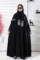 Bعباية برنسييسة اسود بتدخيلات تطريز عالكم والخلف