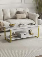 طاولة قهوة بطبقة مزدوجة مع خزائن وطاولة جانبية للأ...