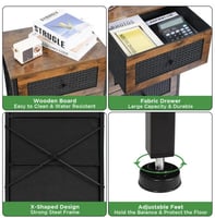 طاولة جانبية من راتان PVC مع 3 أدراج قماشية قابلة...