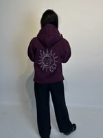 هودي بنفسجي تطريز oversize