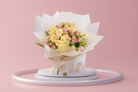 لمسة من الفرح – باقة ورد وردي وأصفر بتنسيق أنيق