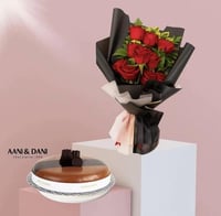 وردة حمراء مع كيكة أني داني الصغيرة