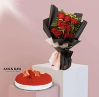 وردة حمراء مع كيكة أني داني الصغيرة