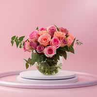 ورود وردية وبنفسجية مع كيكة اني داني الصغيرة