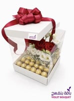 بوكس المفاجأة/ بوكس شفاف داخله زهور الجوري مع الست...