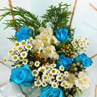 الورد الأزرق والأبيض – باقة ورد فخمة وأنيقة لهدية...