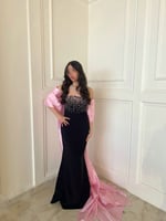 ديما فستان سهرة طويل كريب أسود