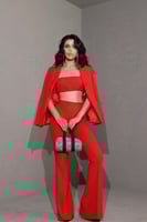 كيان طقم بدلة سهرة نسائية أحمر