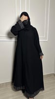 عباية نص كلوش بنقش اسود-849