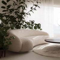 كنبة 4 مقاعد خشب سويدي وبوكلية - بيج