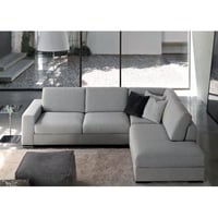 كنبة زاوية خشب سويدي وكتان - رمادي