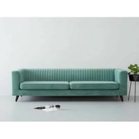 كنبة ثلاث مقاعد خشب سويدي ومخمل - اخضر