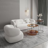 غرفة معيشة خشب سويدي وبوكليه قطعتين - اوف وايت