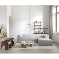 كنبة زاوية خشب سويدي و ممزوج - رمادي