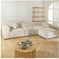 كنبة زاوية خشب سويدي و ام دي اف تايلاندي وكتان بيج...