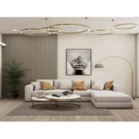 كنبة زاوية خشب سويدي وكتان - بيج