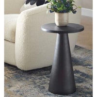 طاولة جانبية خشب طبيعي وام دي اف اسود - 40×40×60 س...